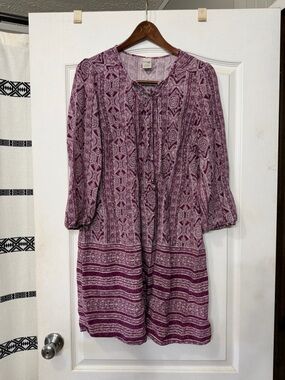 Terra & Sky Purple and White Long Sleeve Dress in size 14W